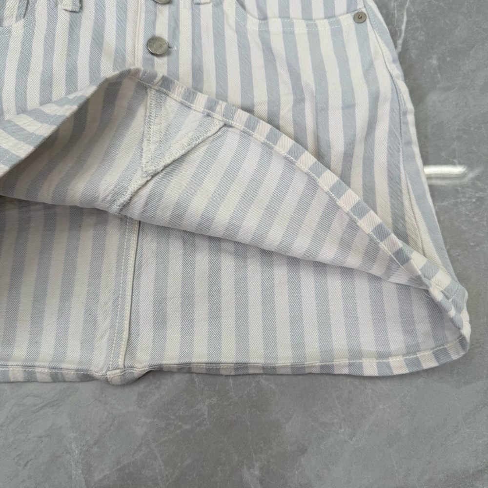 Women’s Madewell Stretch A-Line Mini Skirt Pompano Stripe Button Front Size 24 - Picture 8 of 16